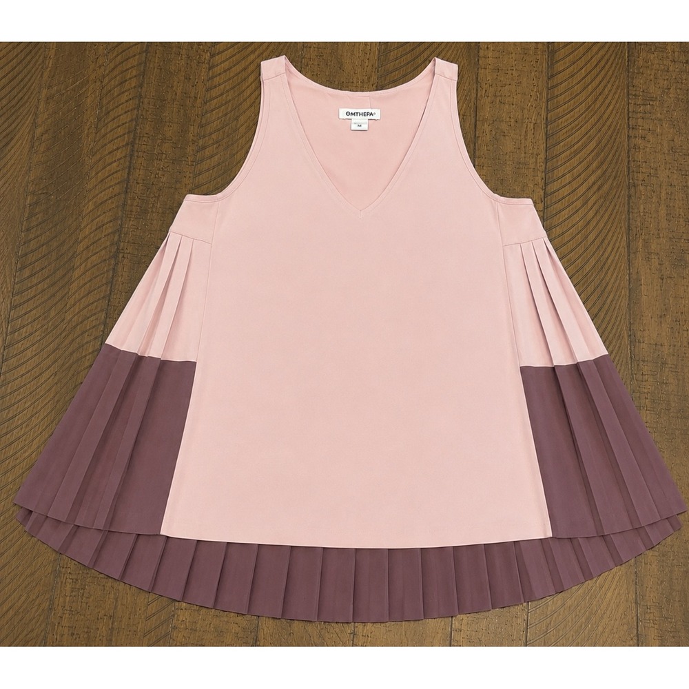 Athleta Women Pink Plum Pleated Racerback Tennis Golf Tank Top V-Neck XS